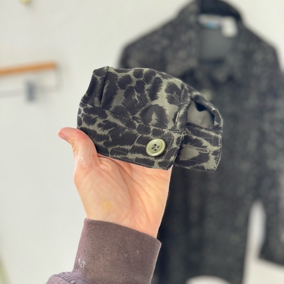 Vintage Shaver Lake Green Black Cheetah Long Sleeve Button Down Large - Picture 3 of 4